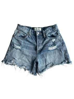 Free People Light Blue Distressed Denim Shorts